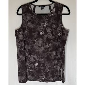 Athleta Zephyr Refine Tank Black Lumen Floral Pickleball Tennis Golf Sport Sz M